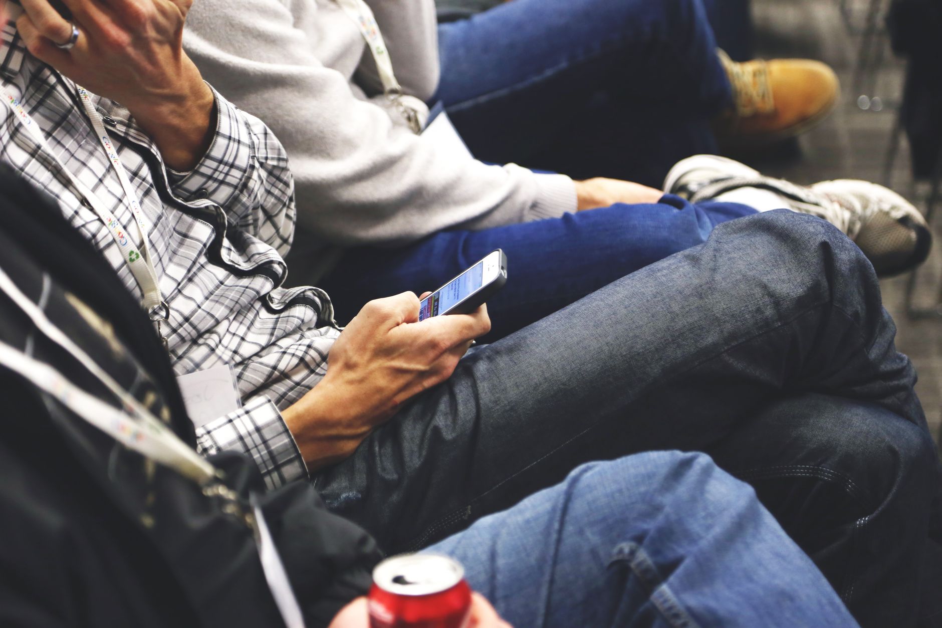 News audience looking at smartphones